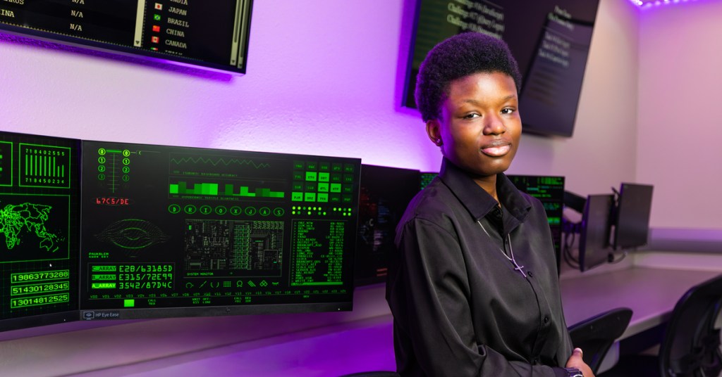 Boluwatife Adesina in the Cybersecurity Lab