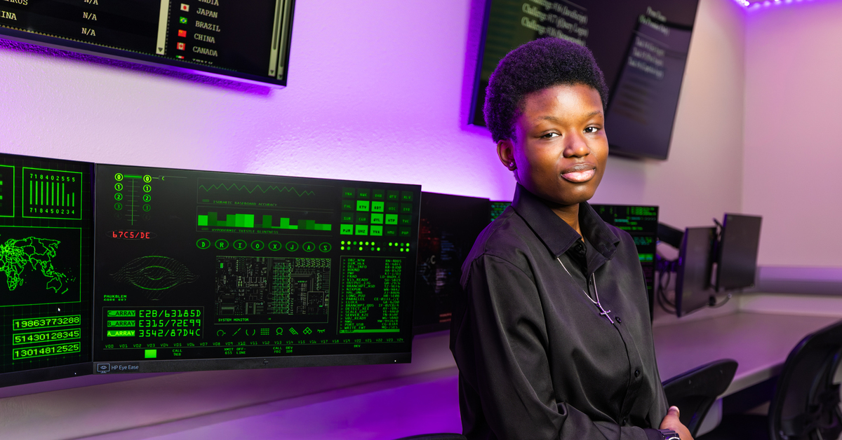Boluwatife Adesina in the Cybersecurity Lab
