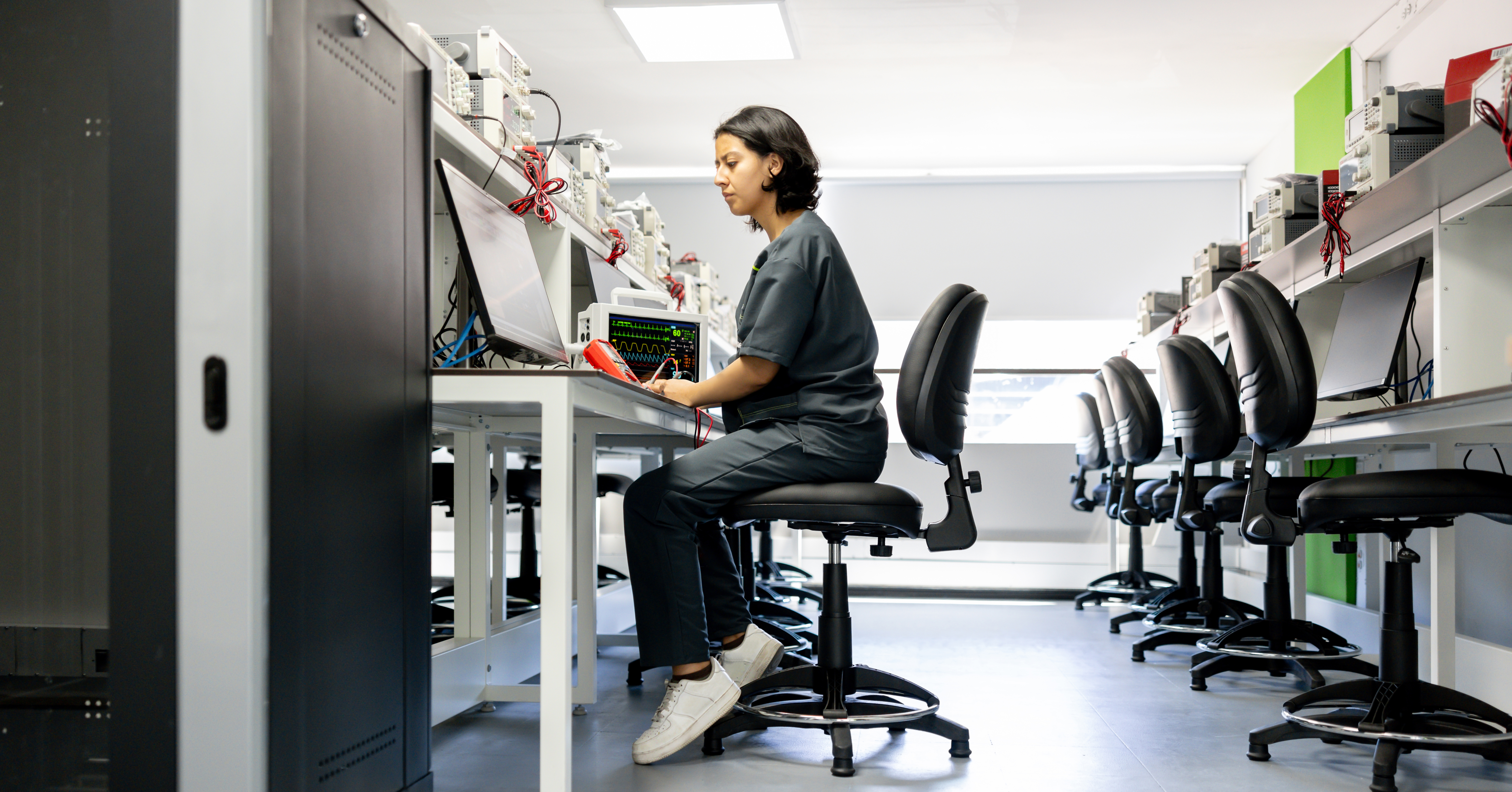 Maintenance engineer repairing medical equipment at the hospital